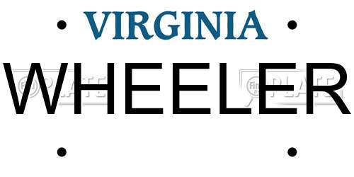 WHEELER Virginia License Plate