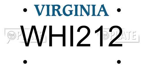 WHI212 Virginia License Plate