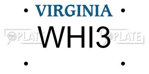 WHI3 Virginia License Plate