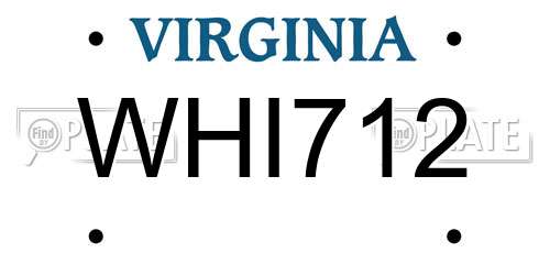 WHI712 Virginia License Plate