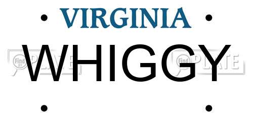 WHIGGY Virginia License Plate