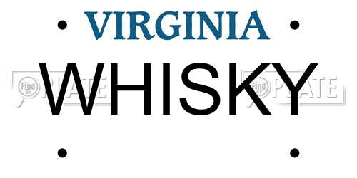 WHISKY Virginia License Plate