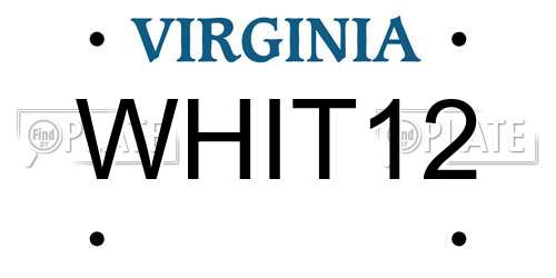 WHIT12 Virginia License Plate