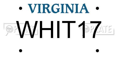 WHIT17 Virginia License Plate
