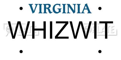 WHIZWIT Virginia License Plate