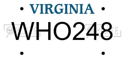 WHO248 Virginia License Plate