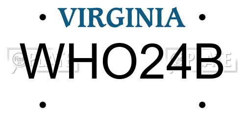 WHO24B Virginia License Plate