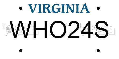 WHO24S Virginia License Plate