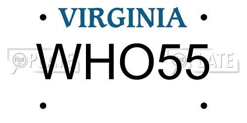 WHO55 Virginia License Plate