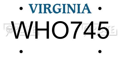 WHO745 Virginia License Plate