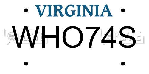 WHO74S Virginia License Plate