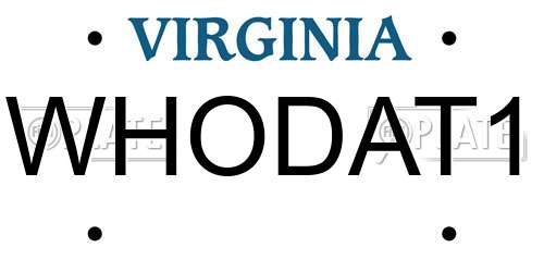 WHODAT1 Virginia License Plate