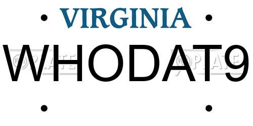 WHODAT9 Virginia License Plate