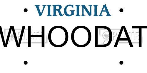 WHOODAT Virginia License Plate