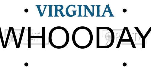 WHOODAY Virginia License Plate