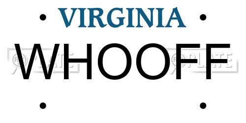 WHOOFF Virginia License Plate