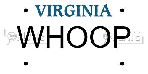 WHOOP Virginia License Plate