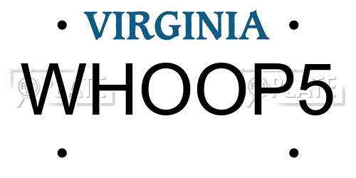 WHOOP5 Virginia License Plate