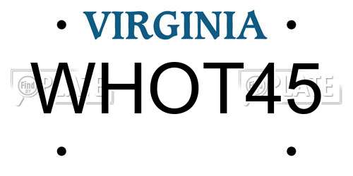 WHOT45 Virginia License Plate
