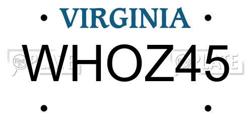 WHOZ45 Virginia License Plate