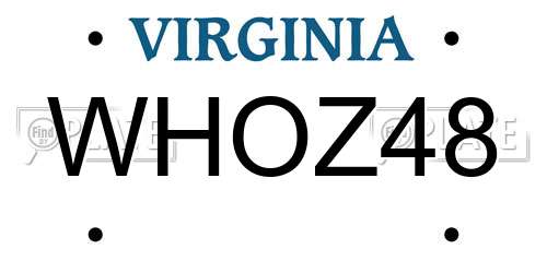 WHOZ48 Virginia License Plate