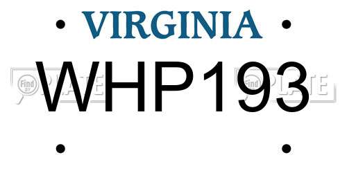 WHP193 Virginia License Plate