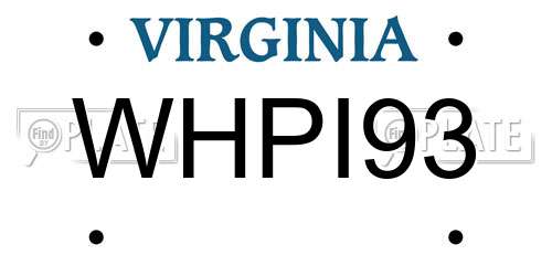 WHPI93 Virginia License Plate