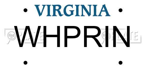 WHPRIN Virginia License Plate