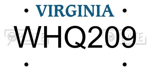 WHQ209 Virginia License Plate