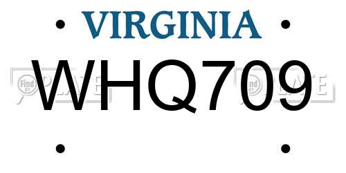 WHQ709 Virginia License Plate