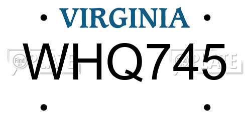 WHQ745 Virginia License Plate