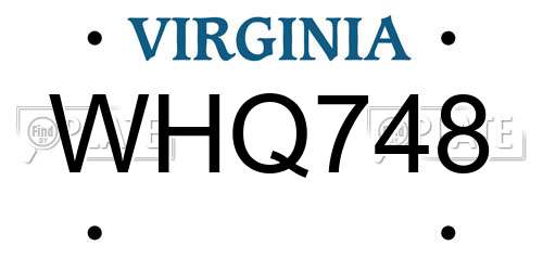 WHQ748 Virginia License Plate