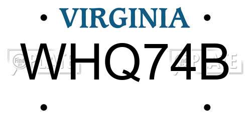 WHQ74B Virginia License Plate