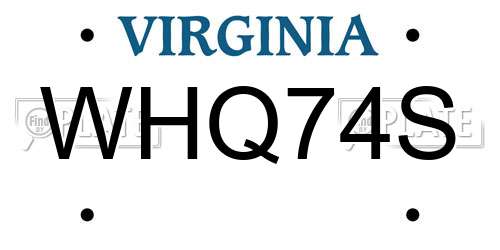 WHQ74S Virginia License Plate
