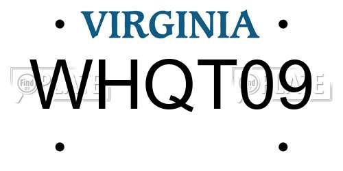 WHQT09 Virginia License Plate