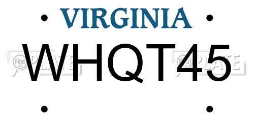 WHQT45 Virginia License Plate