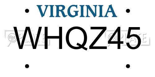 WHQZ45 Virginia License Plate