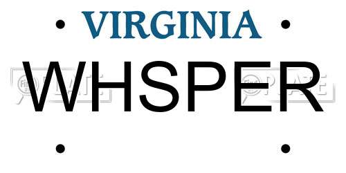 WHSPER Virginia License Plate
