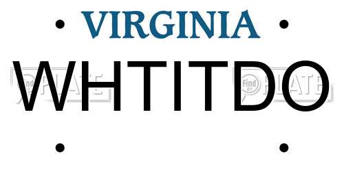 WHTITDO Virginia License Plate