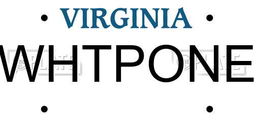 WHTPONE Virginia License Plate