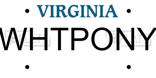 WHTPONY Virginia License Plate