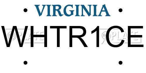 WHTR1CE Virginia License Plate