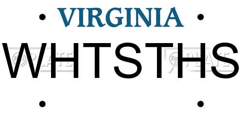 WHTSTHS Virginia License Plate