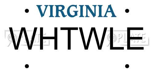 WHTWLE Virginia License Plate