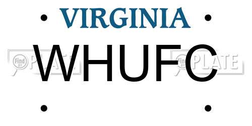 WHUFC Virginia License Plate