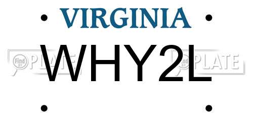 WHY2L Virginia License Plate