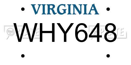 WHY648 Virginia License Plate