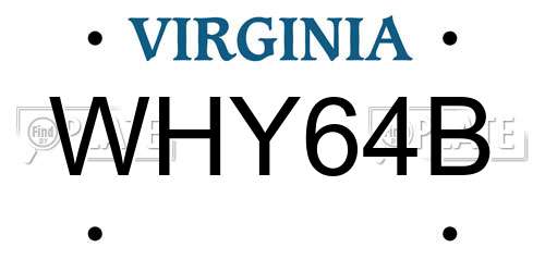 WHY64B Virginia License Plate