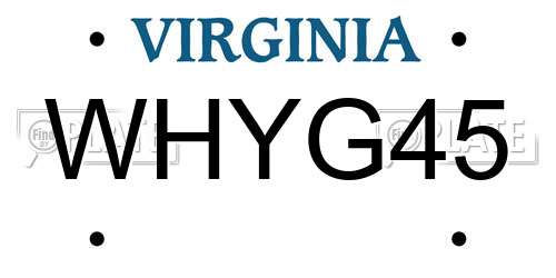 WHYG45 Virginia License Plate