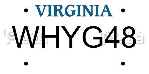 WHYG48 Virginia License Plate